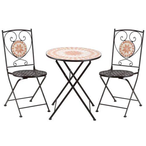 Outsunny 3-Piece Outdoor Bistro Set w/ Mosaic Round Table and 2 Armless Chairs by Outsunny