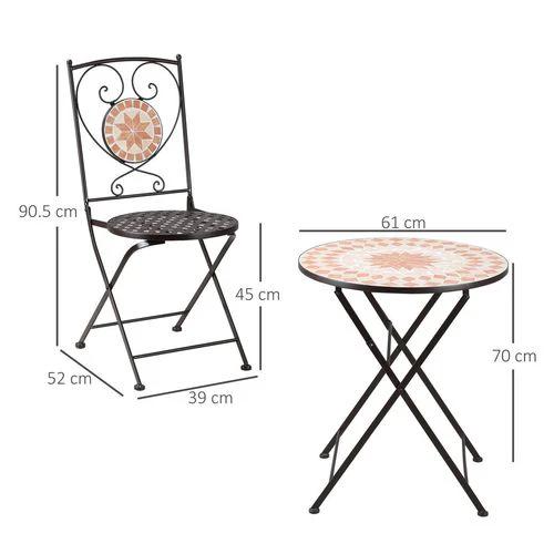 Outsunny 3-Piece Outdoor Bistro Set w/ Mosaic Round Table and 2 Armless Chairs by Outsunny
