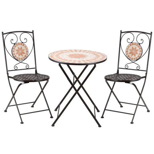 Outsunny 3-Piece Outdoor Bistro Set w/ Mosaic Round Table and 2 Armless Chairs by Outsunny