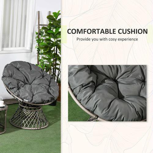 Outsunny Outsunny 3 Pieces Outdoor Rattan Bistro Set with 360° Swivel Chair and Cushions - Bistro Sets