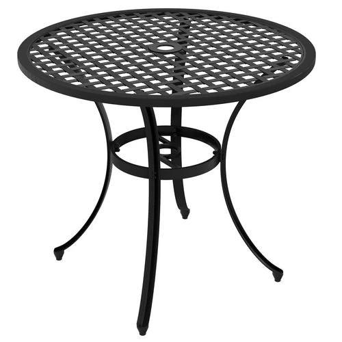 Outsunny Cast Aluminium Bistro Table with Umbrella Hole for Balcony, Black by Outsunny