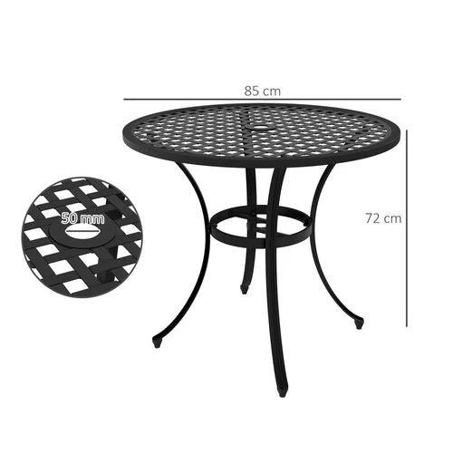 Outsunny Cast Aluminium Bistro Table with Umbrella Hole for Balcony, Black by Outsunny
