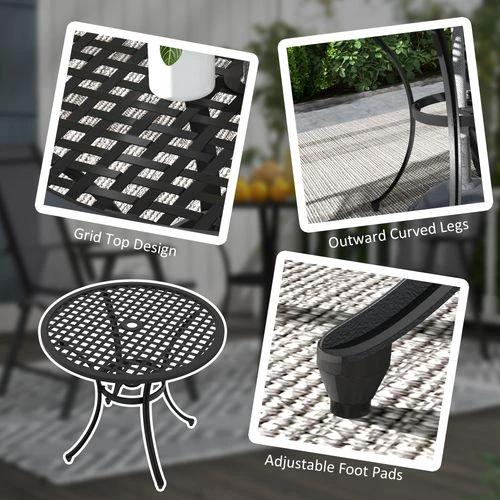 Outsunny Cast Aluminium Bistro Table with Umbrella Hole for Balcony, Black by Outsunny