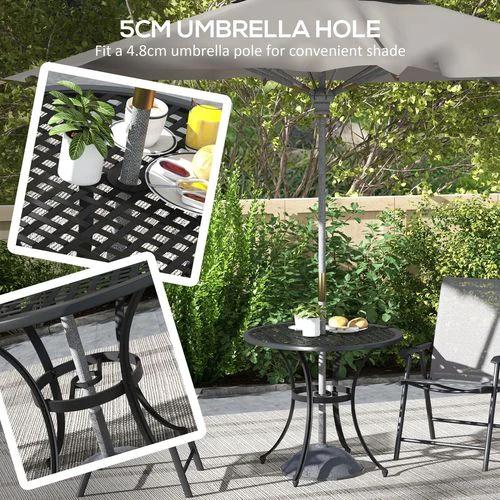 Outsunny Cast Aluminium Bistro Table with Umbrella Hole for Balcony, Black by Outsunny