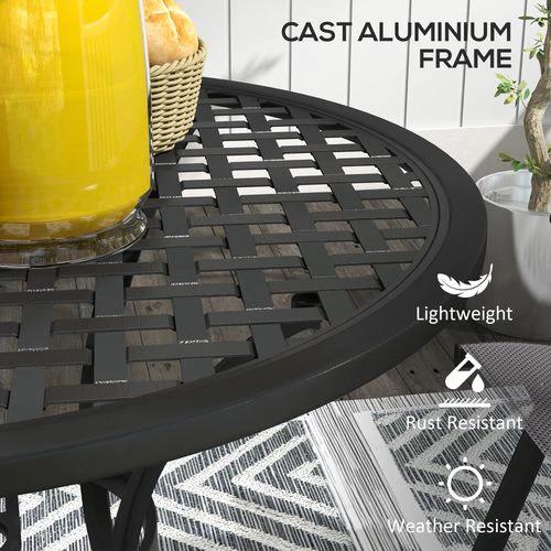 Outsunny Cast Aluminium Bistro Table with Umbrella Hole for Balcony, Black by Outsunny