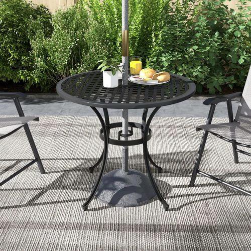 Outsunny Outsunny Cast Aluminium Bistro Table with Umbrella Hole for Balcony, Black - Bistro Sets