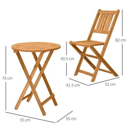 Outsunny Outsunny Folding Patio Bistro Set of 3 Dining Table Set with 2 Foldable Chairs - Bistro Sets