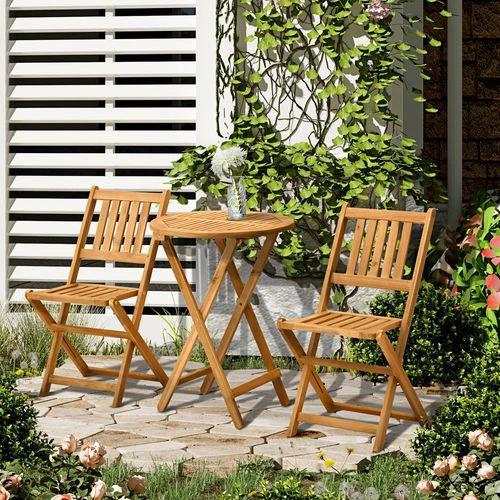 Outsunny Outsunny Folding Patio Bistro Set of 3 Dining Table Set with 2 Foldable Chairs - Bistro Sets