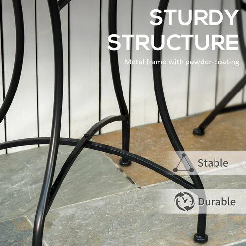 Outsunny Mosaic Side Table Bistro Coffee Table for Garden Patio Balcony Grey by Outsunny