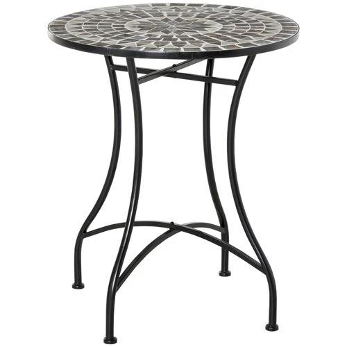 Outsunny Mosaic Side Table Bistro Coffee Table for Garden Patio Balcony Grey by Outsunny