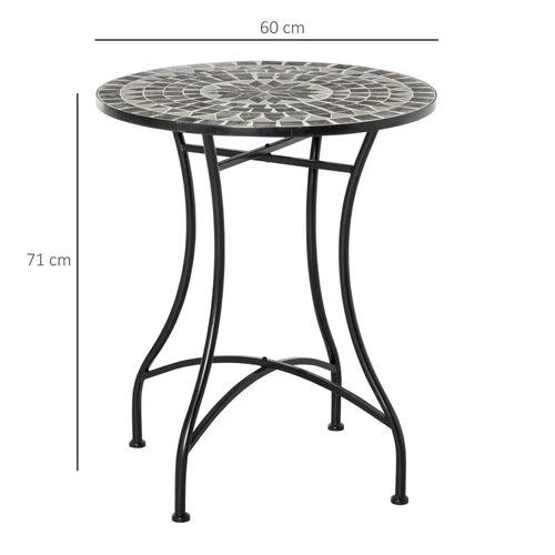 Outsunny Mosaic Side Table Bistro Coffee Table for Garden Patio Balcony Grey by Outsunny