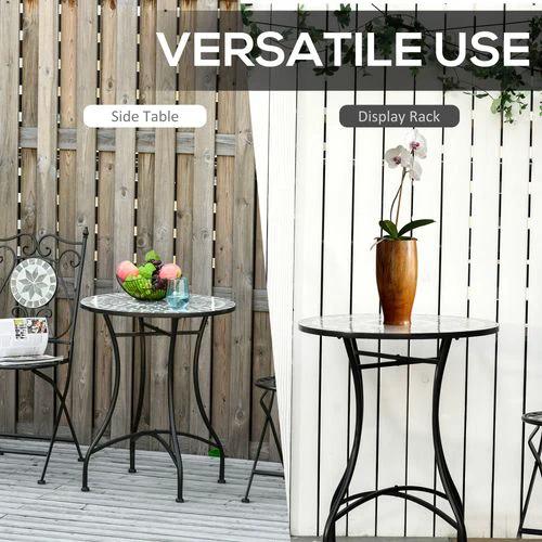 Outsunny Outsunny Mosaic Side Table Bistro Coffee Table for Garden Patio Balcony Grey - Uncategorized Bistro Sets