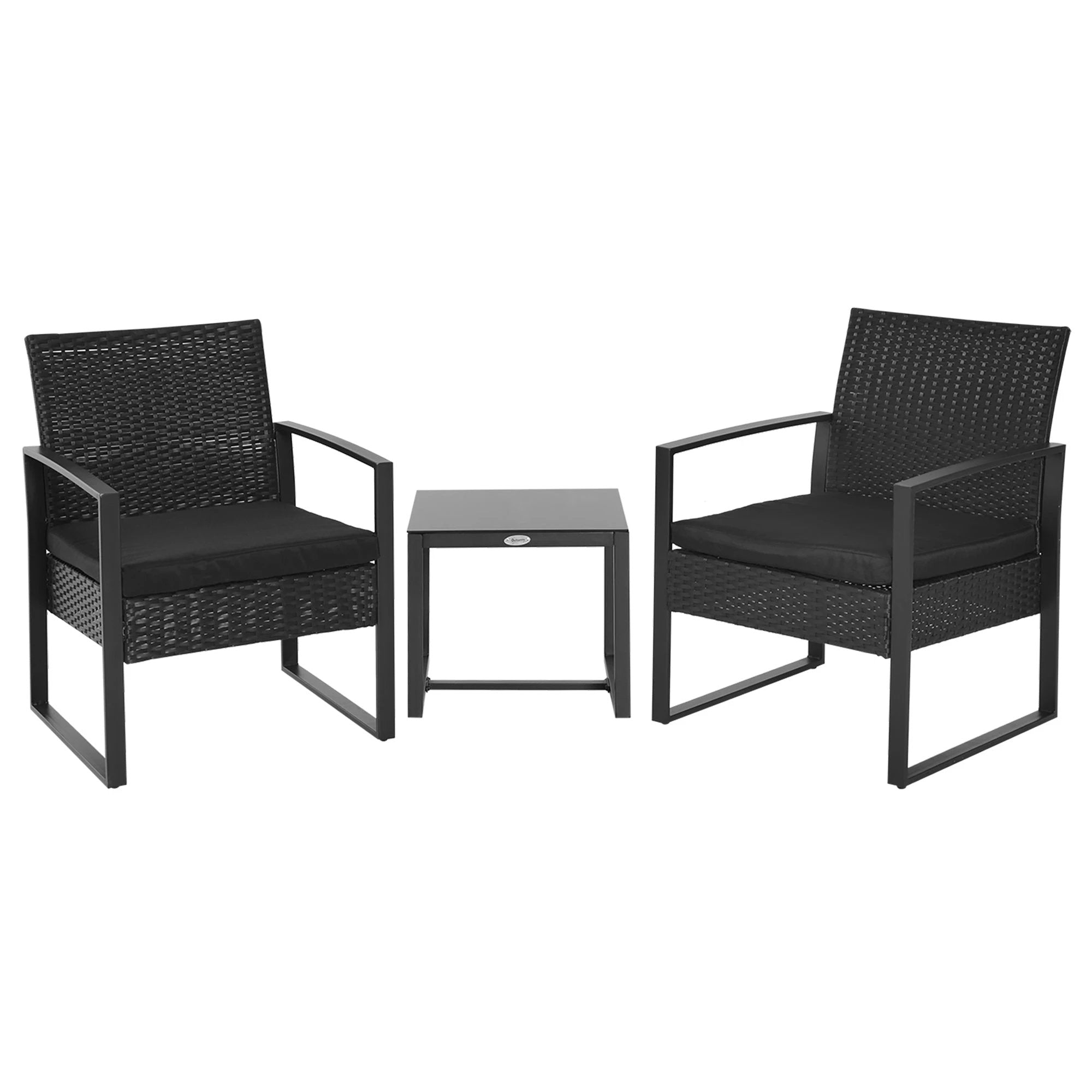 Outsunny 3 Pieces Rattan Dining Set Patio Bistro Table Chair Conversation Set - Uncategorized Bistro Sets