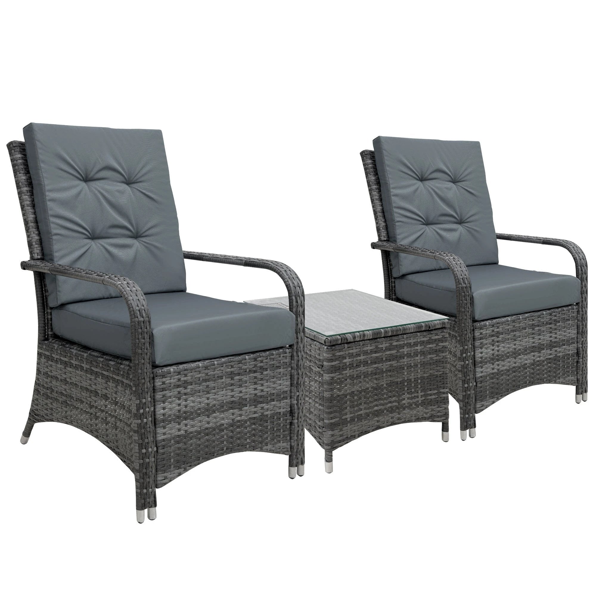 Outsunny Rattan Garden Furniture 3 PCs Sofa Chair Table Bistro Set Wicker Weave - Uncategorized Bistro Sets
