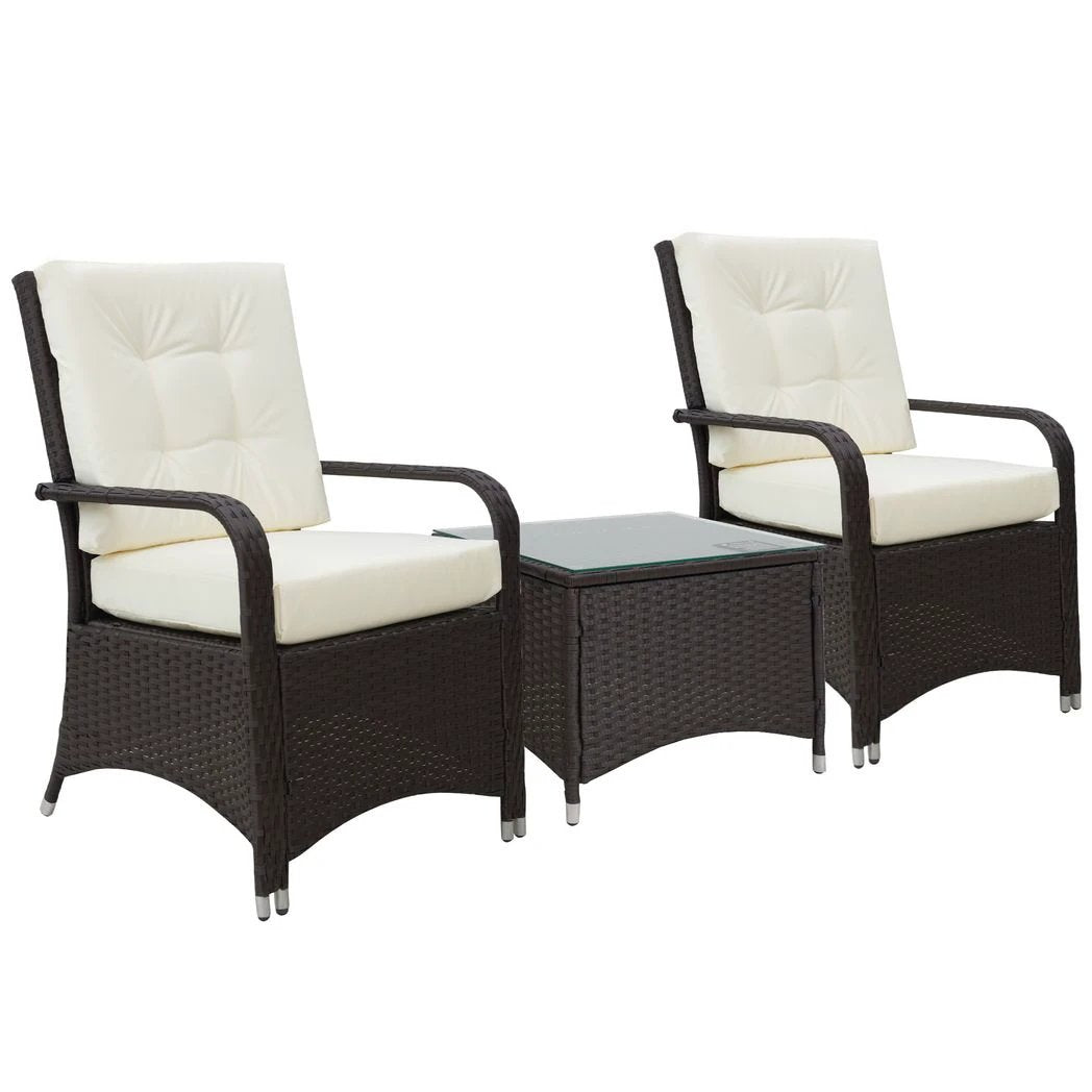 Rattan Garden Furniture 3 PCs Sofa Chair Table Bistro Set Wicker Weave by Outsunny