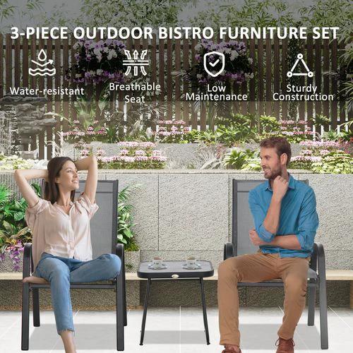 Outsunny Outsunny 3PCs Bistro Set with Breathable Mesh Fabric Stackable Chairs Light Grey - Bistro Sets