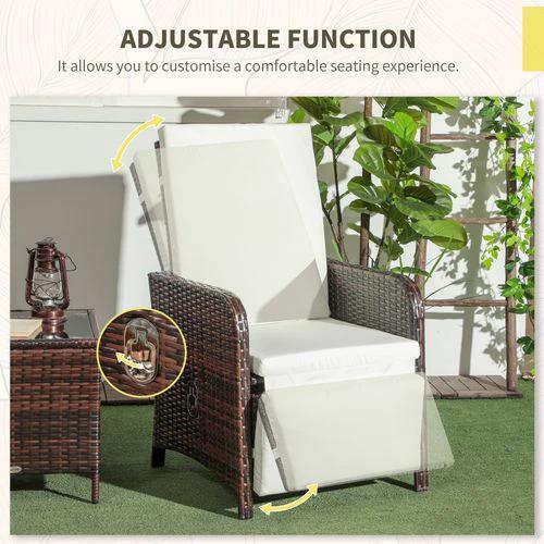 Outsunny 3 Pieces Rattan Bistro Set w/ Adjustable Backrest - Mixed-Brown by Outsunny