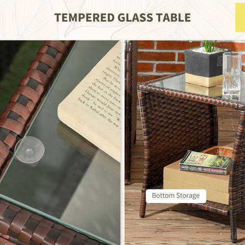 Outsunny 3 Pieces Rattan Bistro Set w/ Adjustable Backrest - Mixed-Brown by Outsunny