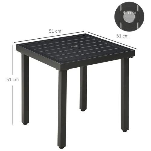 Outsunny Garden Side Table Coffee Table with Umbrella Hole for Patio Balcony by Outsunny