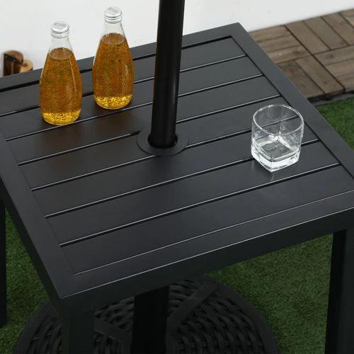 Outsunny Outsunny Garden Side Table Coffee Table with Umbrella Hole for Patio Balcony -