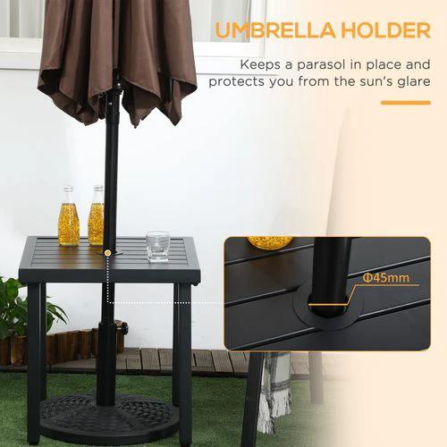 Outsunny Outsunny Garden Side Table Coffee Table with Umbrella Hole for Patio Balcony -