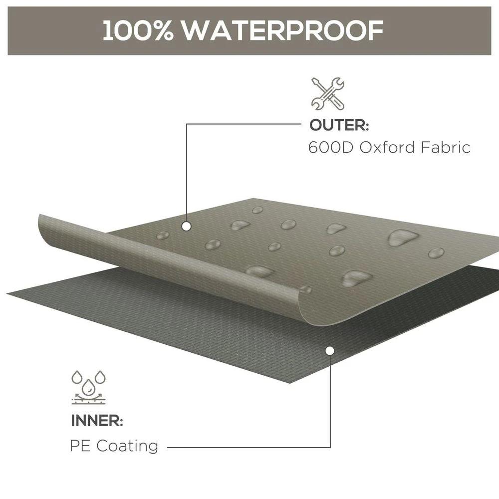 Outsunny Outsunny 210x140x80cm UV Rain Protective Cover for Garden Rattan Furniture Grey - Uncategorized Cover
