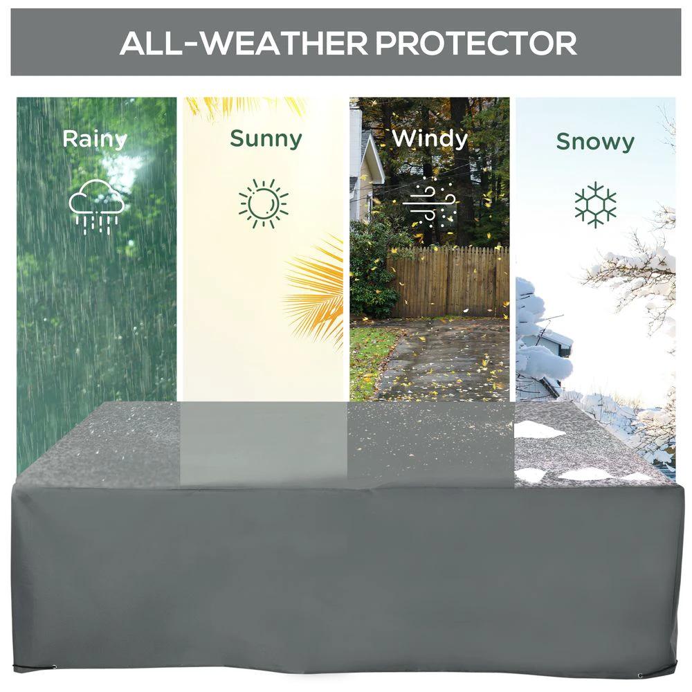 205x192cm Garden Furniture Cover Water UV Resistant Oxford Fabric Grey by Outsunny