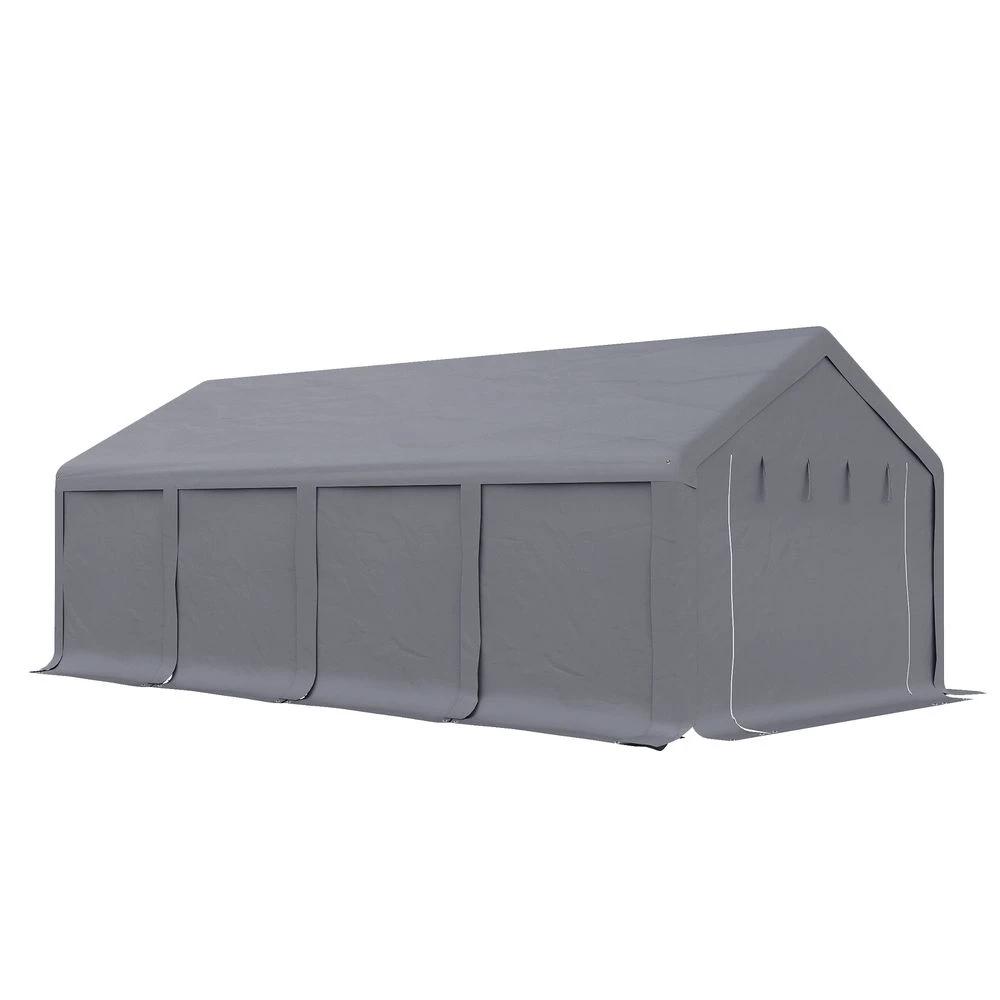 4x8m Patio Garden Party Canopy, PVC Cover Water-Resistant Dark Grey by Outsunny