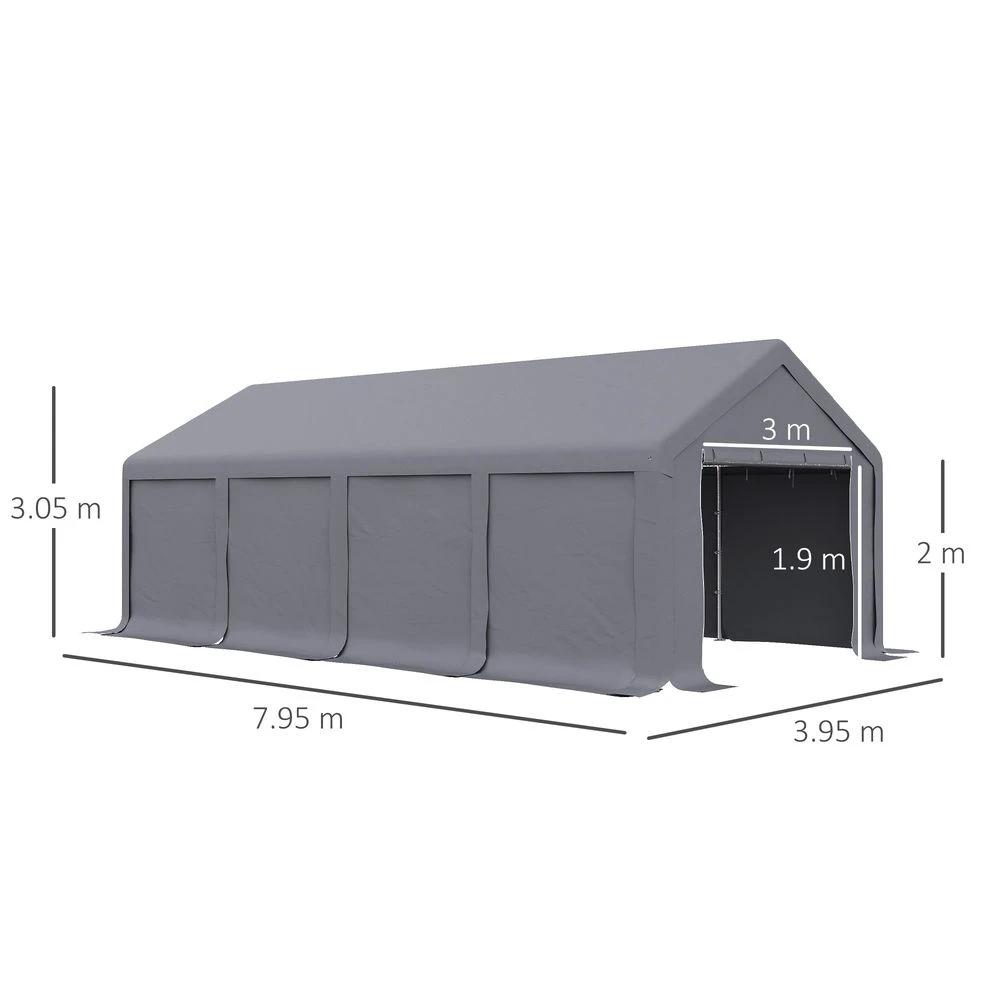 4x8m Patio Garden Party Canopy, PVC Cover Water-Resistant Dark Grey by Outsunny