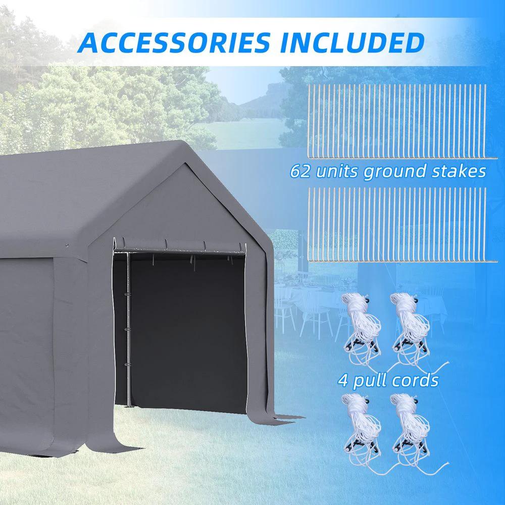 4x8m Patio Garden Party Canopy, PVC Cover Water-Resistant Dark Grey by Outsunny