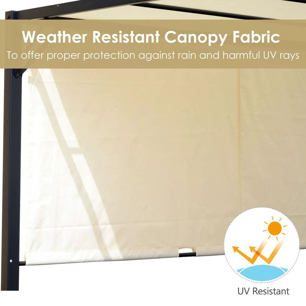 Outsunny Metal Pergola With Canopy Retractable Pergola Canopy 3x3x2.3m Cover Cream - Uncategorized Cover