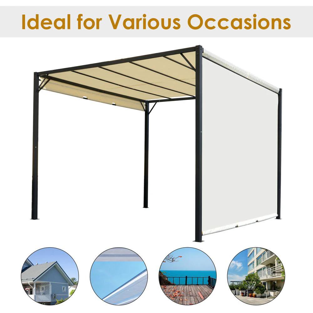 Outsunny Metal Pergola With Canopy Retractable Pergola Canopy 3x3x2.3m Cover Cream - Uncategorized Cover