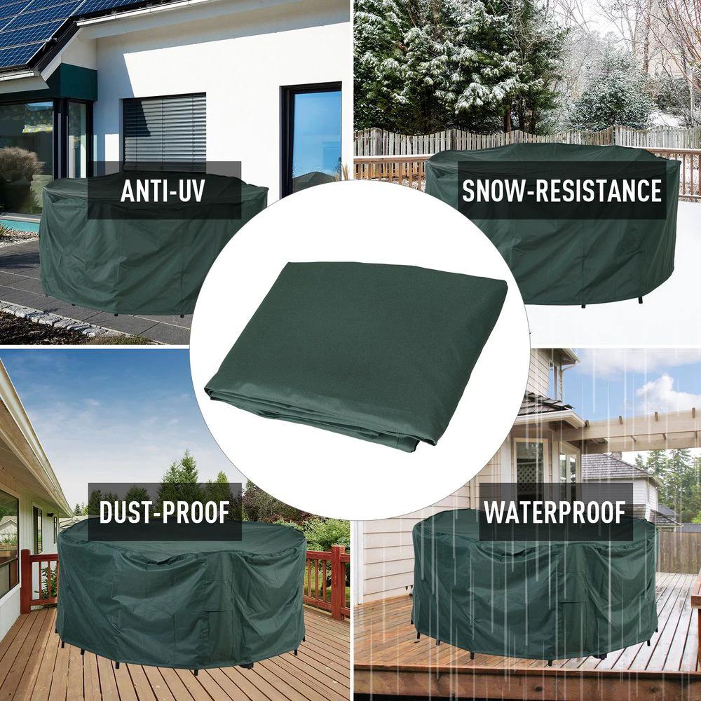 Outsunny PVC Coated Large Round 600D Waterproof Outdoor Furniture Cover Green - Uncategorized Cover