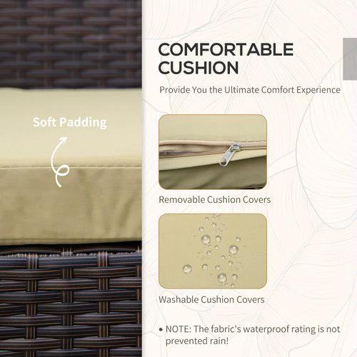 3Pc Rattan Bistro Set, Patio , Sofa Coffee Table and Chairs Sets Beige by Outsunny