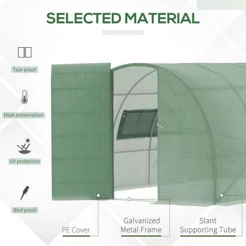 4 x 3M Walk-in Garden Polytunnel Greenhouse Galvanised Steel W/ Door by Outsunny