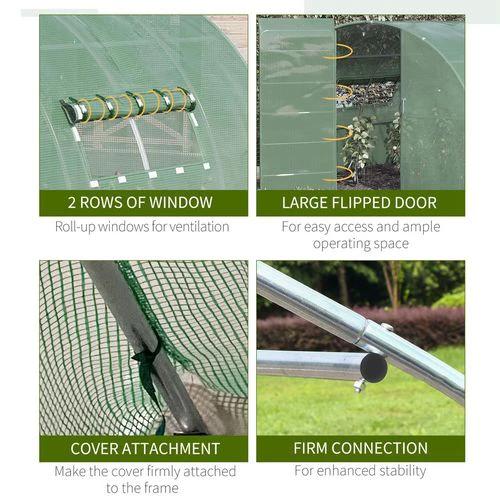 4 x 3M Walk-in Garden Polytunnel Greenhouse Galvanised Steel W/ Door by Outsunny