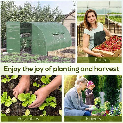 4 x 3M Walk-in Garden Polytunnel Greenhouse Galvanised Steel W/ Door by Outsunny
