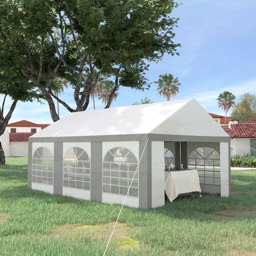 6 x 4m Party Tent, Marquee Gazebo with Sides, Six Windows and Double Doors by Outsunny