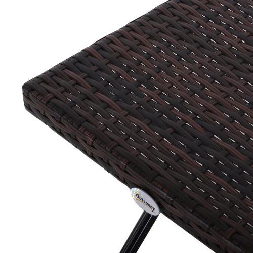 Folding Square Rattan Coffee Table Bistro Balcony Garden Steel Outdoor by Outsunny