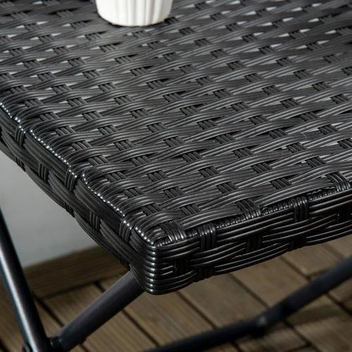 Folding Square Rattan Coffee Table for Bistro Balcony Garden Outdoor Black by Outsunny