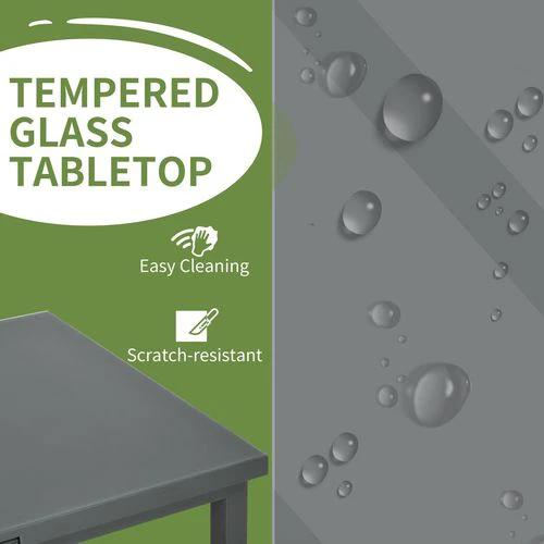 Outsunny Outsunny Extending Garden Table Outdoor for 6-8 People, Aluminium Frame -