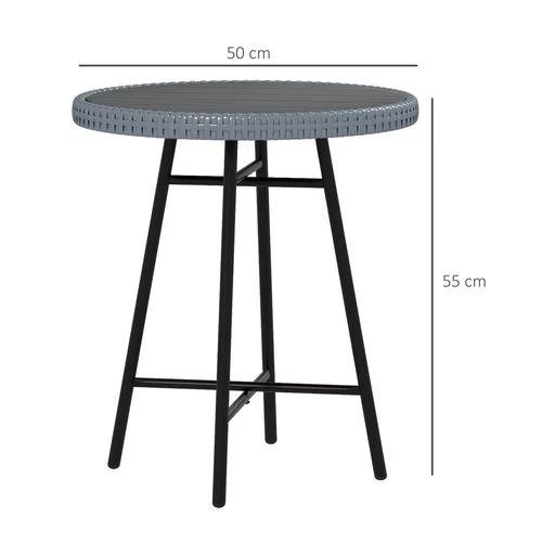 Outsunny Outsunny PE Rattan Side Table for Indoor, Outdoor, Balcony, Patio, Grey -