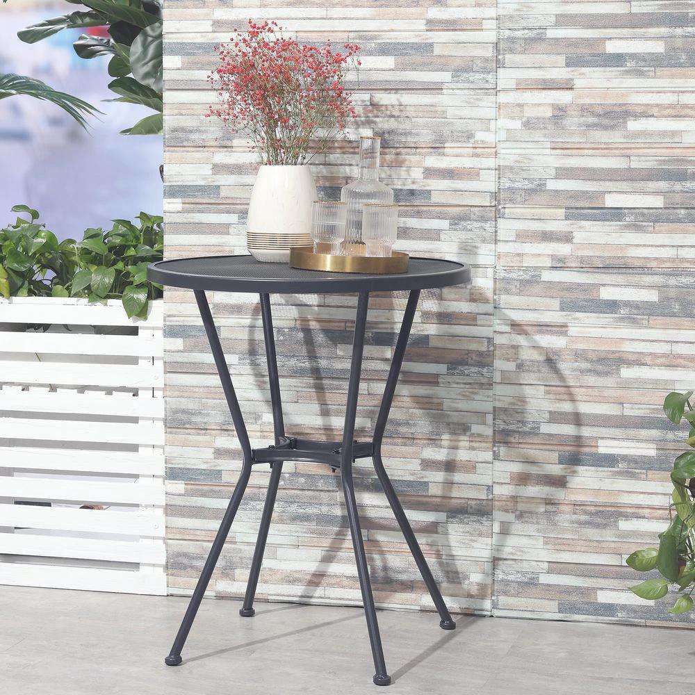 Outsunny 60cm Round Dining Table Metal Bistro Table with Mesh Tabletop grey - Uncategorized Dining Table