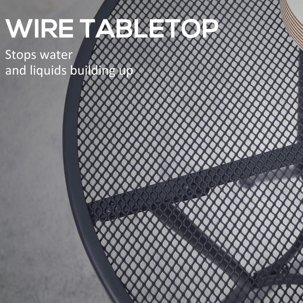 Outsunny 60cm Round Dining Table Metal Bistro Table with Mesh Tabletop grey - Uncategorized Dining Table