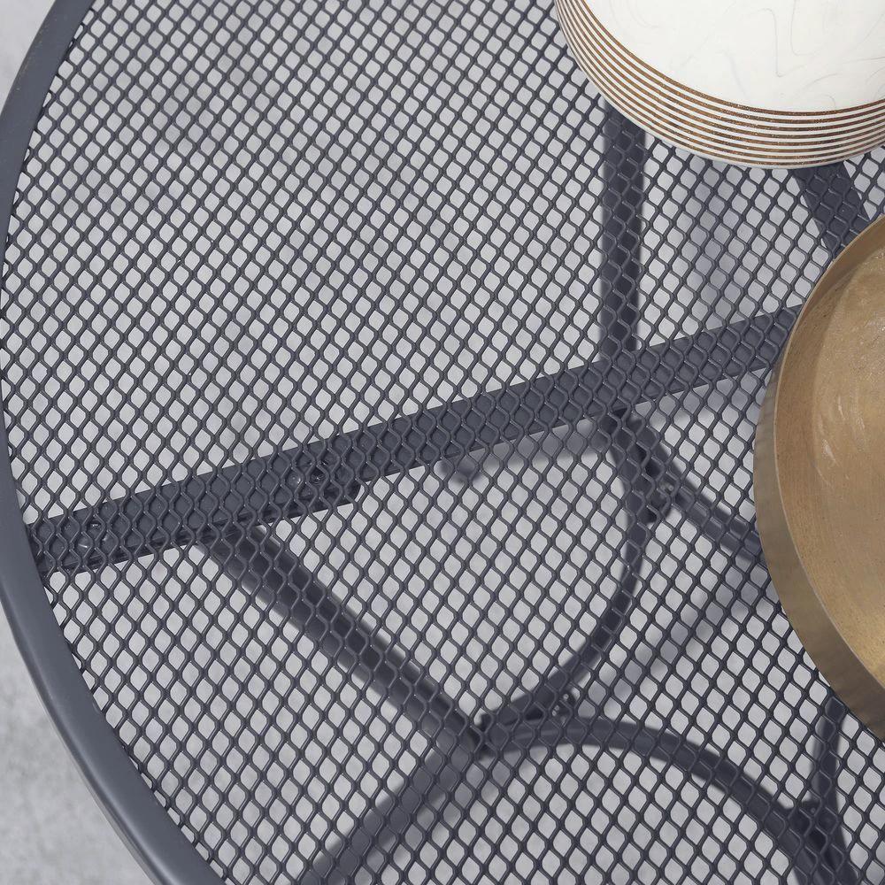 Outsunny 60cm Round Dining Table Metal Bistro Table with Mesh Tabletop grey - Uncategorized Dining Table