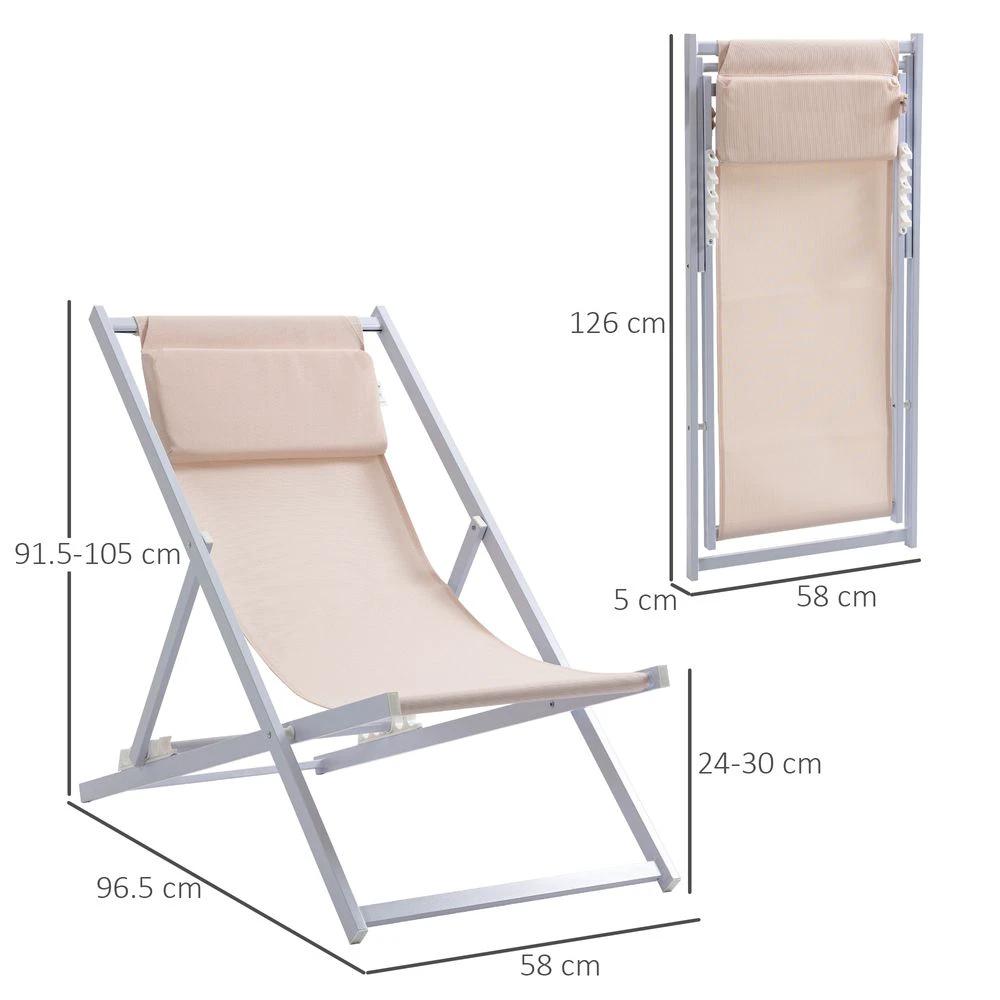 Outsunny Set of 2 Folding Deck Folding Chairs Garden Patio Lounger, White - Uncategorized Folding Chairs