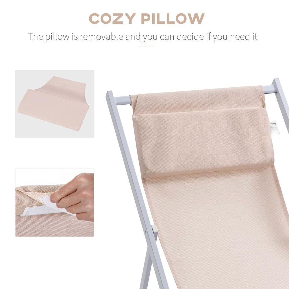 Outsunny Set of 2 Folding Deck Folding Chairs Garden Patio Lounger, White - Uncategorized Folding Chairs