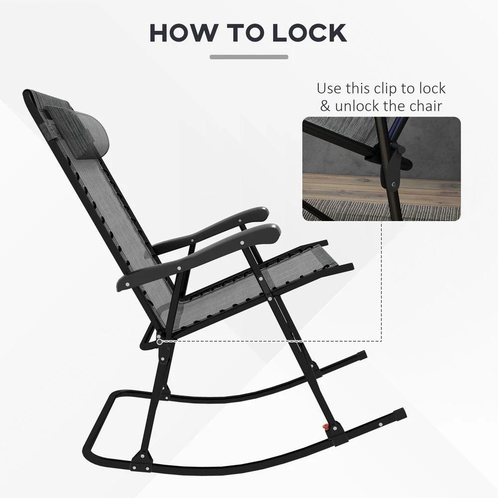 Outsunny Folding Rocking Chair Outdoor Portable Zero Gravity Chair by Outsunny