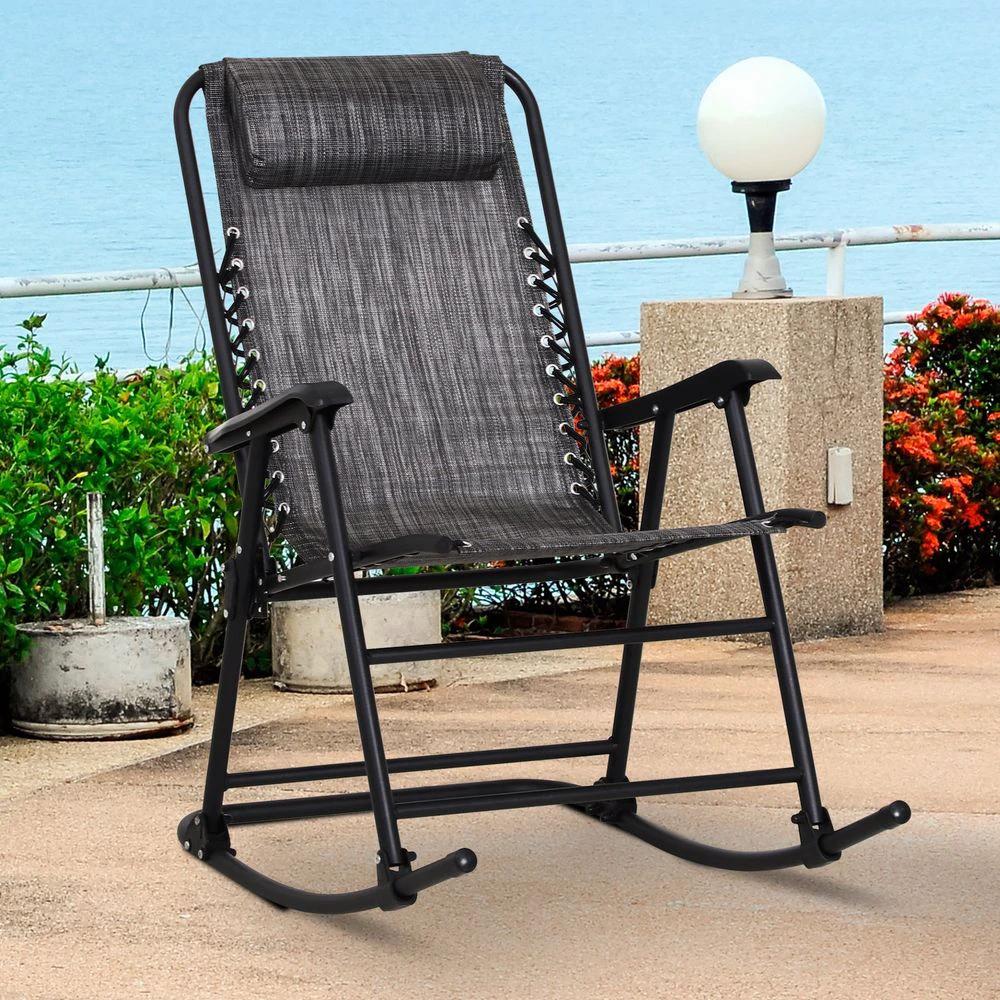 Outsunny Folding Rocking Chair Outdoor Portable Zero Gravity Chair by Outsunny