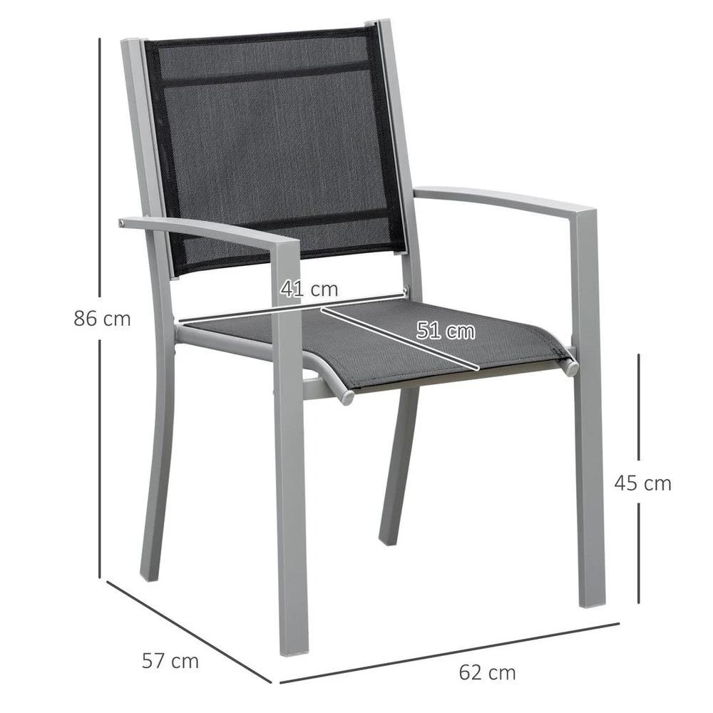 2 PCs Patio Dining Chair Outdoor Mesh Seat Bistro Chair Grey by Outsunny
